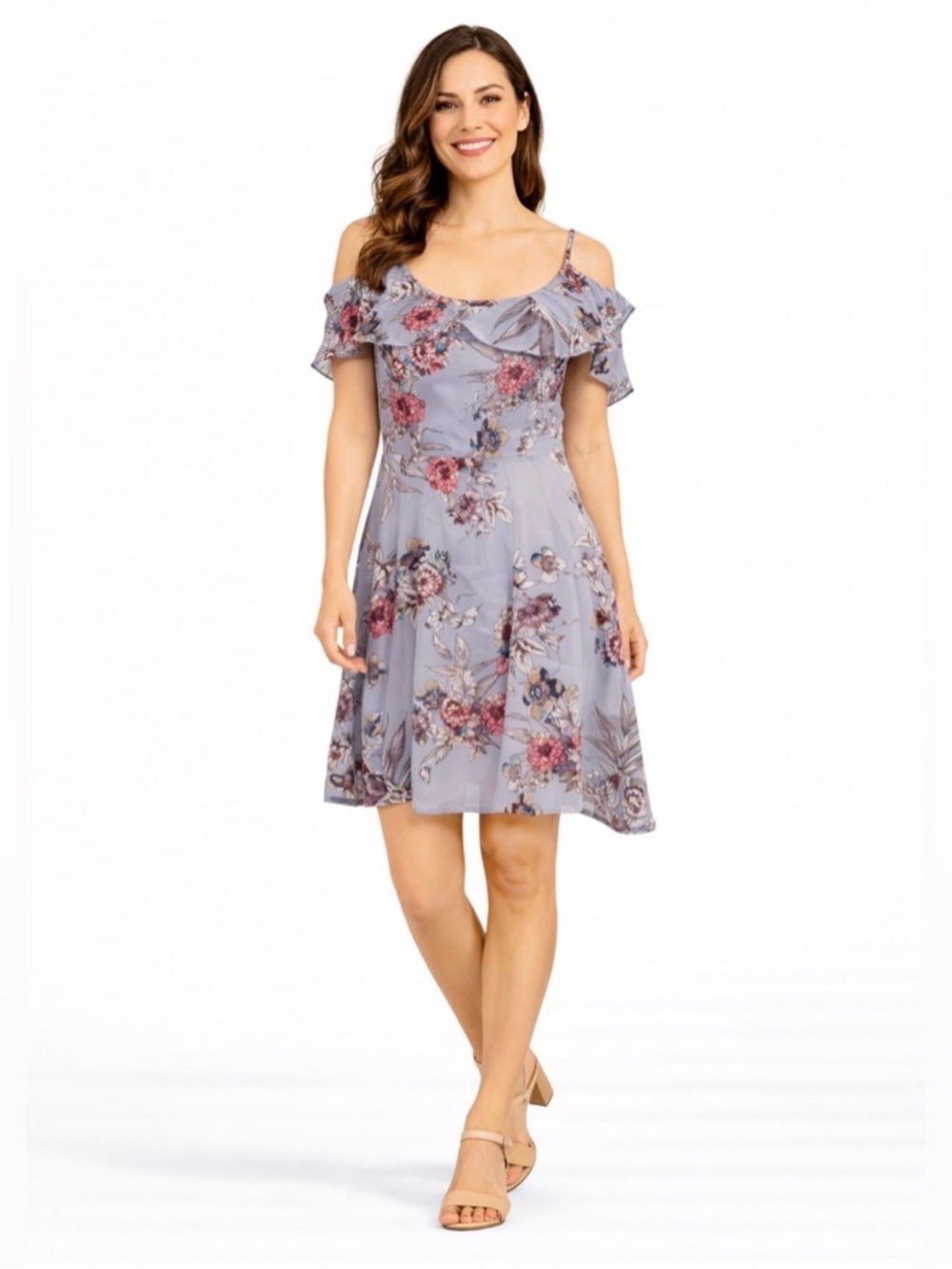 One Clothing Floral Cold Shoulder Fit & Flare Dress Women’s Size M